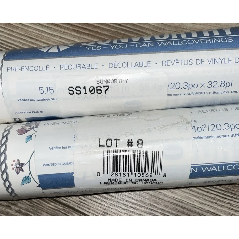 2 VTG Sunworthy Wallpaper Double Roll 55.4 sq.ft. Flowers‎ Pattern Retro